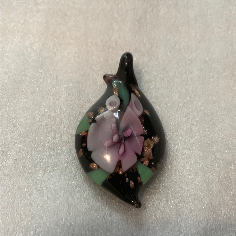 Vintage Black and Pink Glass Pendant